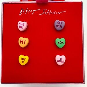 💘 Betsey Johnson Candy Heart Stud Earring Set (6 Pairs) | NWT